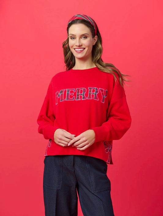 Shiraleah "Merry" Plaid Relaxed Sweatshirt-Red