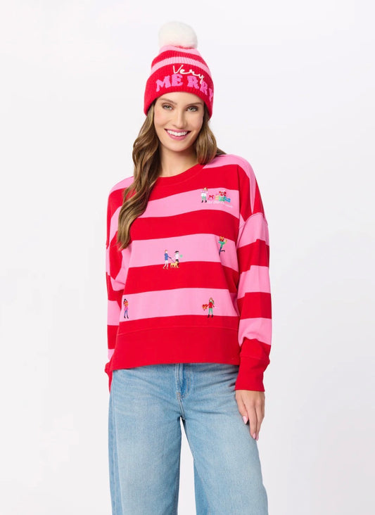 Shiraleah "Gifting" Embroidered Sweatshirt-Red/Pink