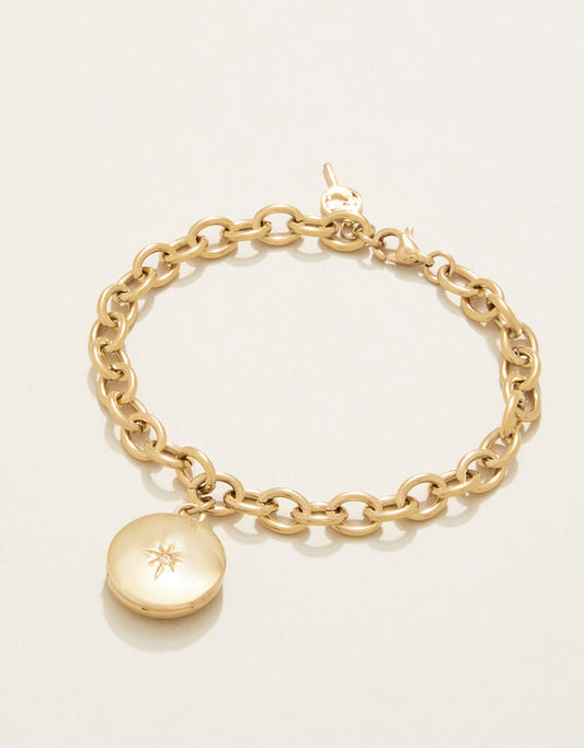 Spartina 449 Mini Round Locket Toggle Bracelet 7- 8"-Starburst