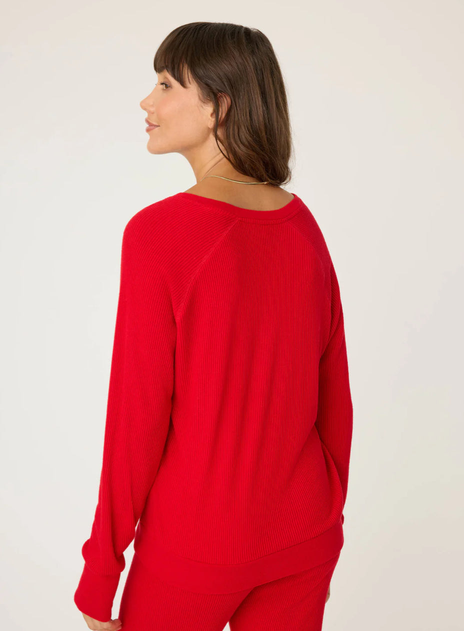 PJ Salvage Textured Essentials Long Sleeve Top-Red