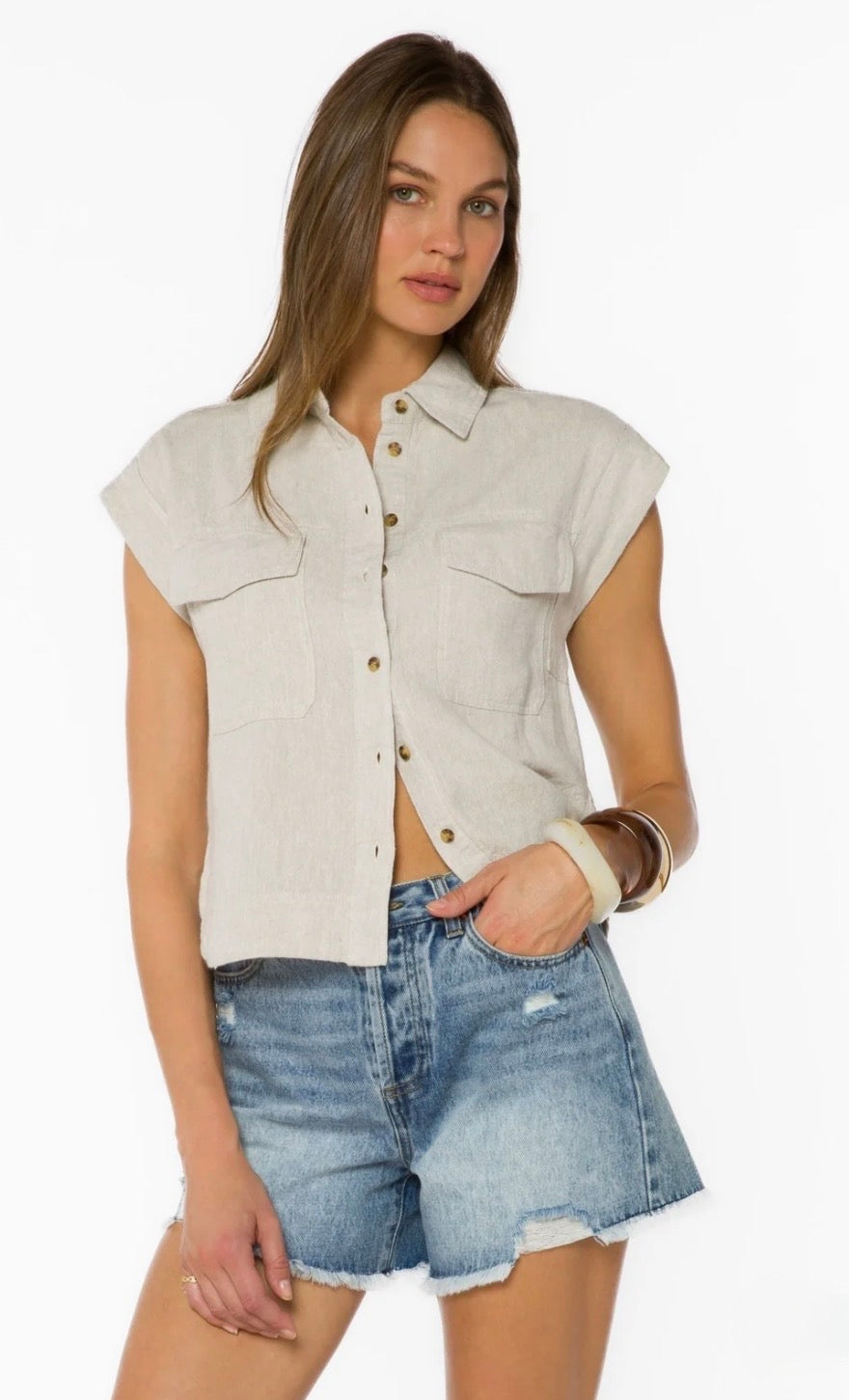 Velvet Heart "Jordan" Sleeveless Boxy Top-Rye