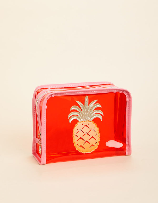 Spartina 449 Iconic Clear Cosmetic Case-Pink Pineapple