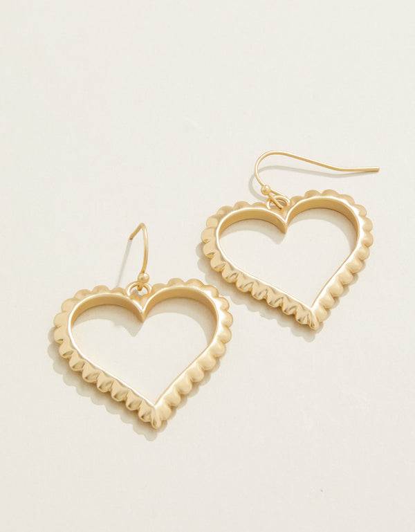 Spartina 449 Scalloped Heart Earrings-Gold