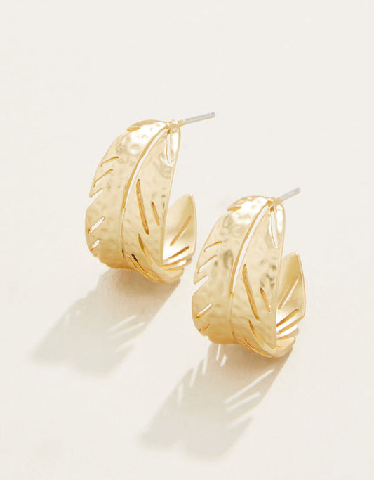 Spartina 449 Calathea Leaf Hoop Earrings-Gold