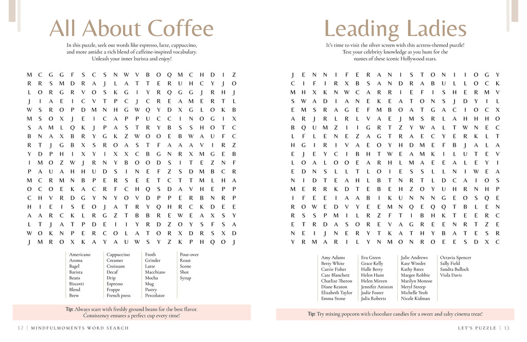 MindfulMoments "Word Search" Puzzle Book