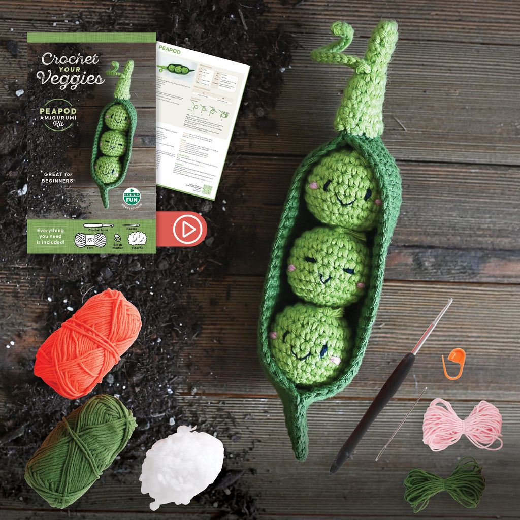Crochet Your Veggies "Peapod" Amigurumi Kit