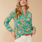 Spartina 449 Cora Silk Blouse-Mystic Moss Bird