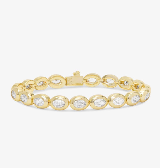 Melinda Maria “She’s a Boss” Tennis Bracelet-Gold/White