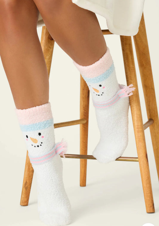 PJ Salvage Cozy Ski Jammie Crew Socks-Snowman