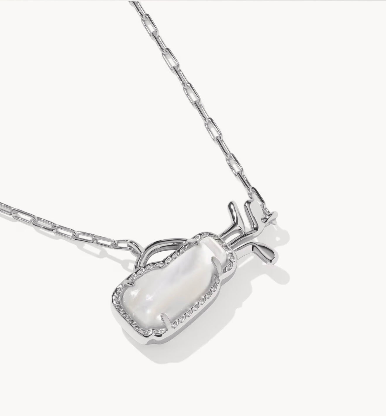 Kendra Scott Golf Short Pendant Necklace-Silver Ivory MOP