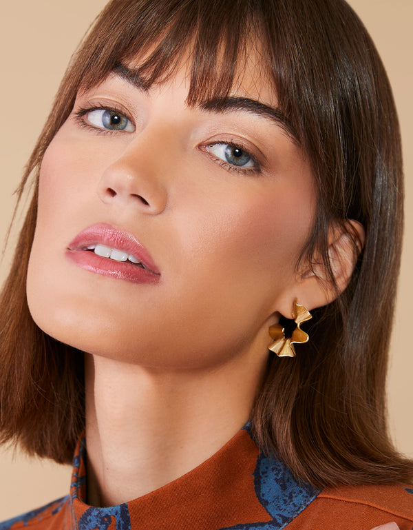 Spartina 449 Ruffle Hoop Earrings- Gold