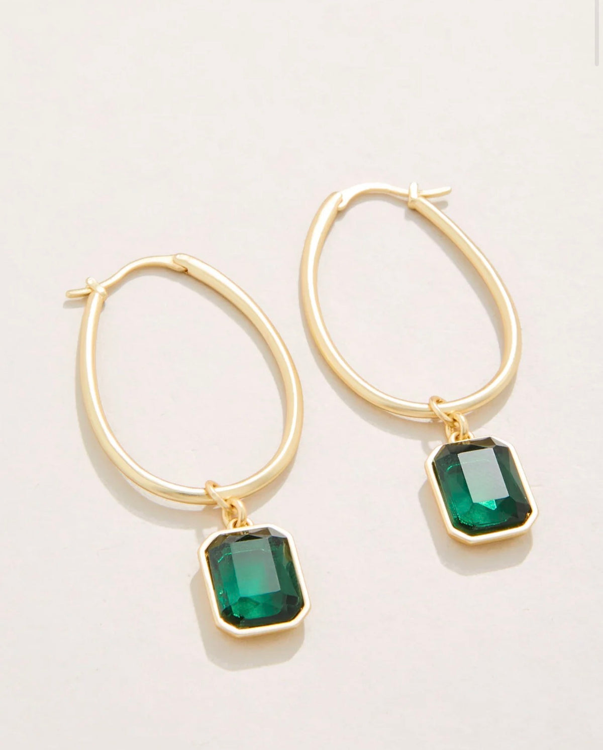 Spartina 449 Chateau Hoop Earrings-Dark Green