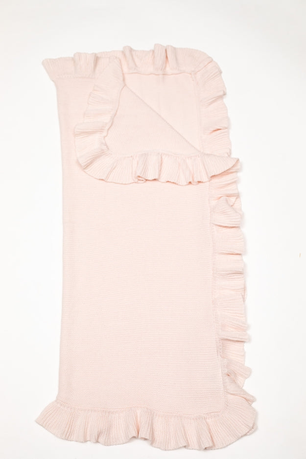 Bei Bei Ruffle Knit Blanket- Petal Pink