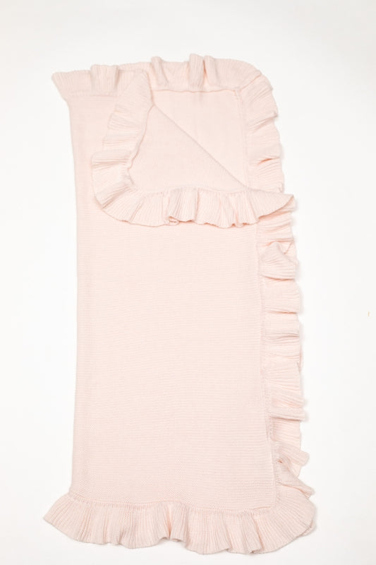 Bei Bei Ruffle Knit Blanket- Petal Pink