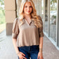 KLd "Mariah" Bubble Hemmed Blouse-Khaki