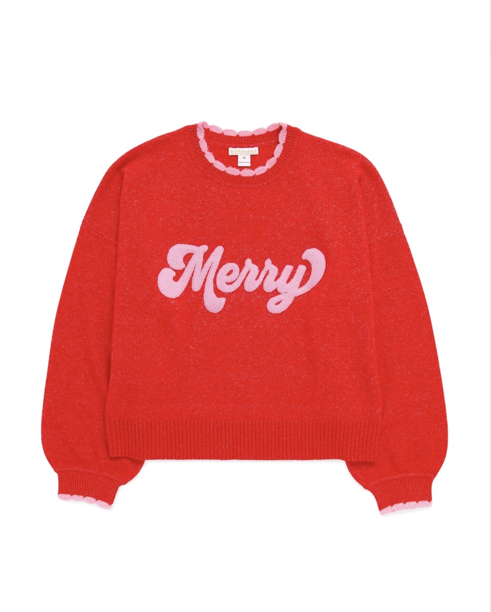 Shiraleah "Merry" Scallop Trim Sweater-Red
