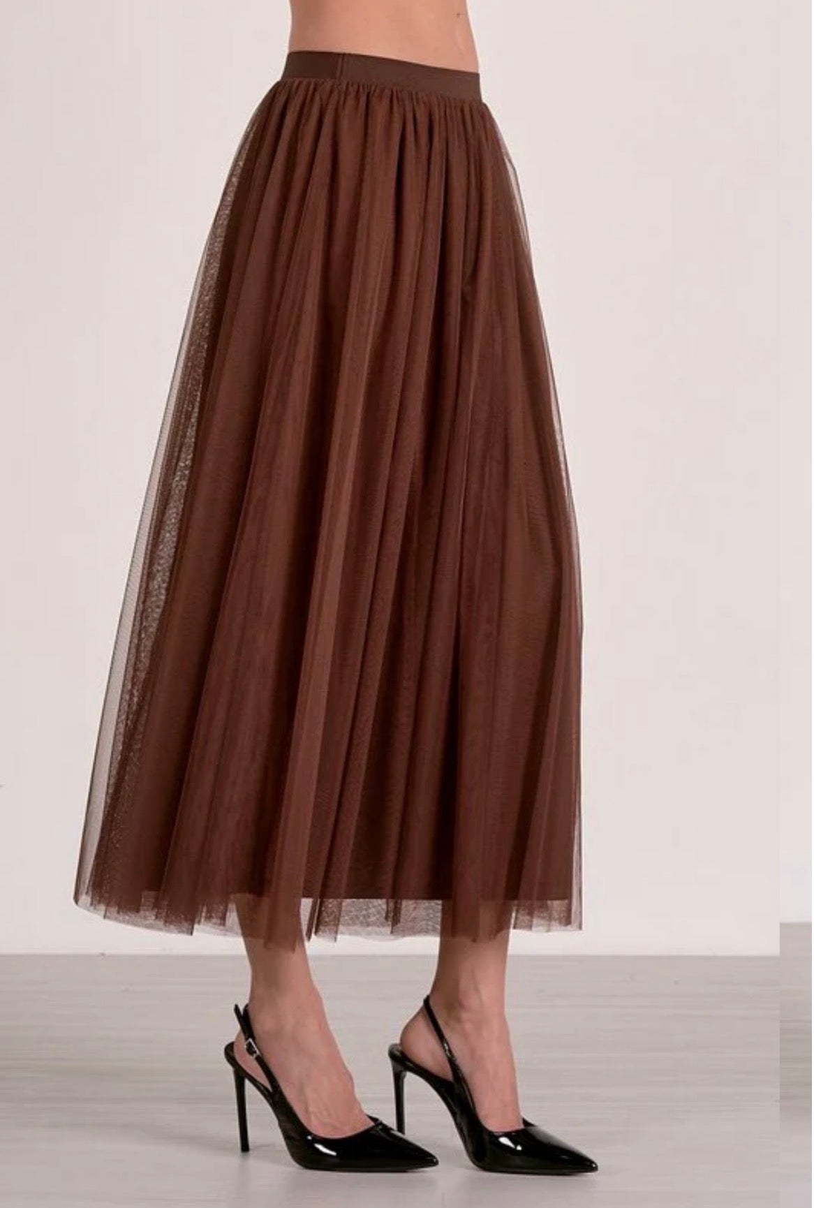 Elan Tulle Skirt-Chocolate
