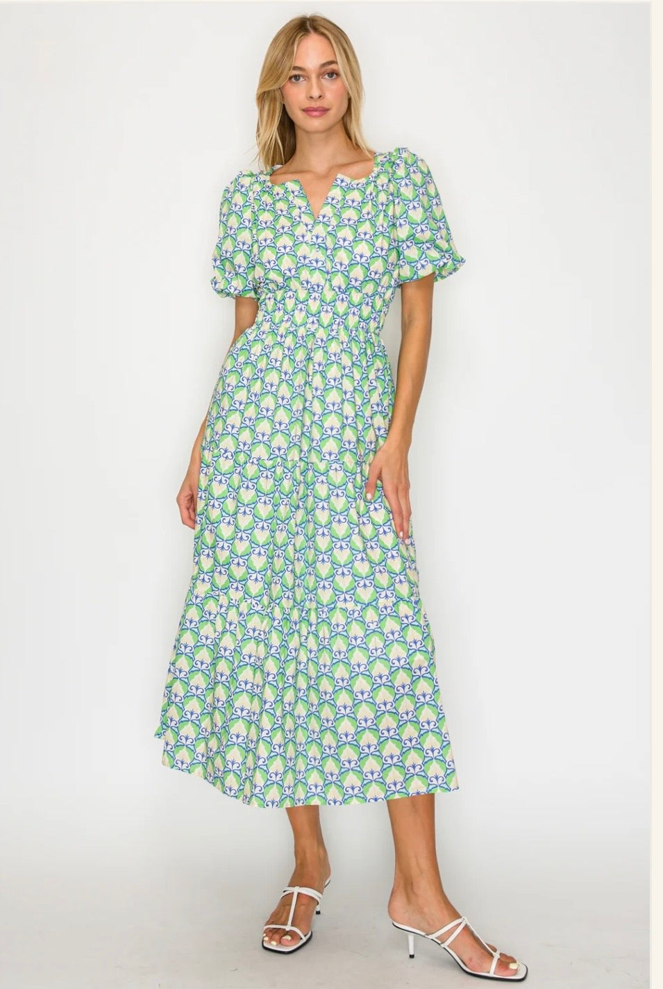 Meet Me in Santorini "Hellenic Petals" Maxi Dress-Green