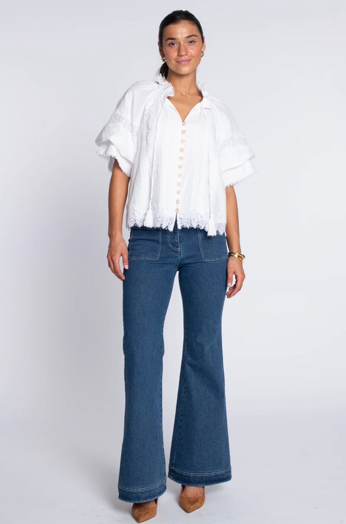 Elizabeth James “Kit” Short Sleeve Top-Solid White