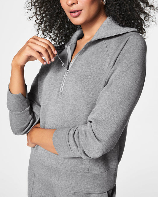 Spanx AirEssentials Half Zip-Medium Grey Heather