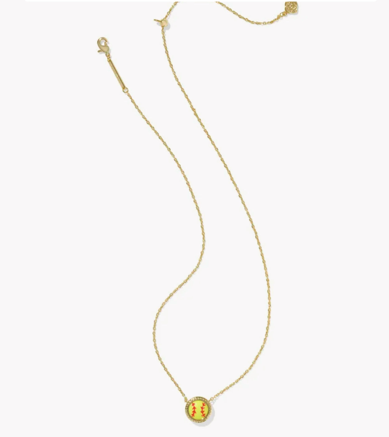 Kendra Scott Softball Short Pendant Necklace-Gold Chartreuse Magnesite