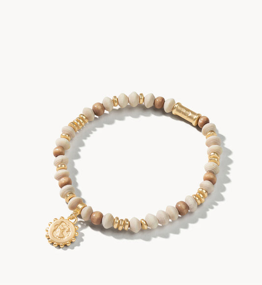 Spartina 449 Stretch Bracelet 6mm-Multi Wood/Mermaid