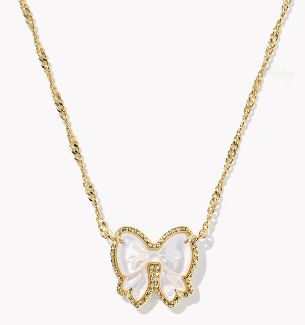 Kendra Scott Haley Bow Short Pendant Necklace-Gold Ivory MOP