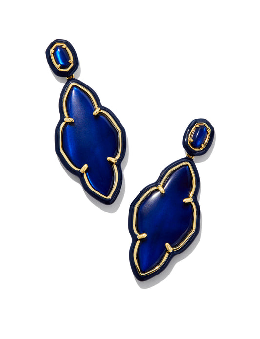 Kendra Scott Abbie Enamel Framed Statement Earring- Gold Navy MOP