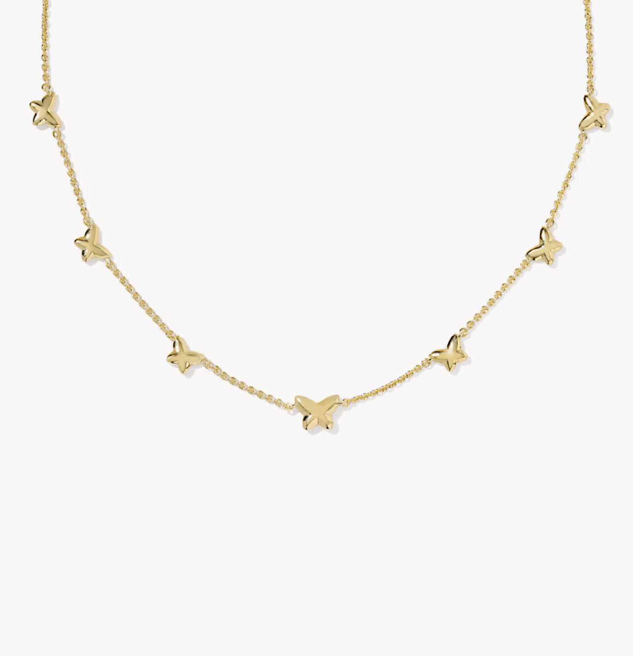 Kendra Scott Lillia Butterfly Enamel Delicate Necklace-Gold Pink Enamel