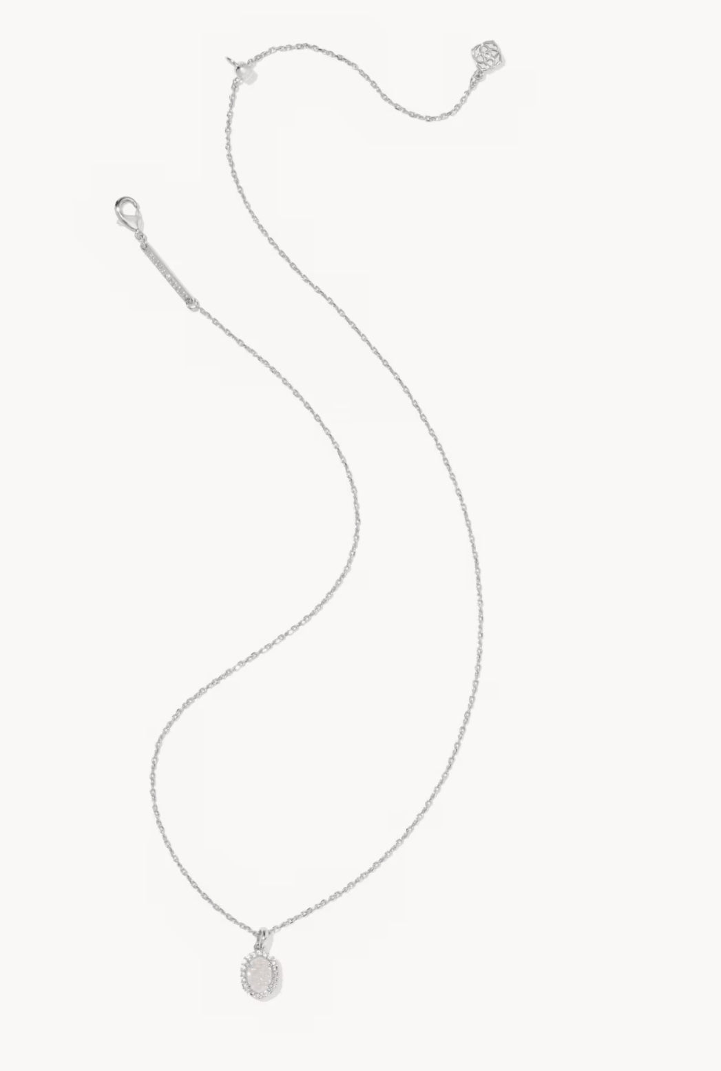 Kendra Scott Daphne Crystal Frame Pendant Necklace-Silver Iridescent Drusy