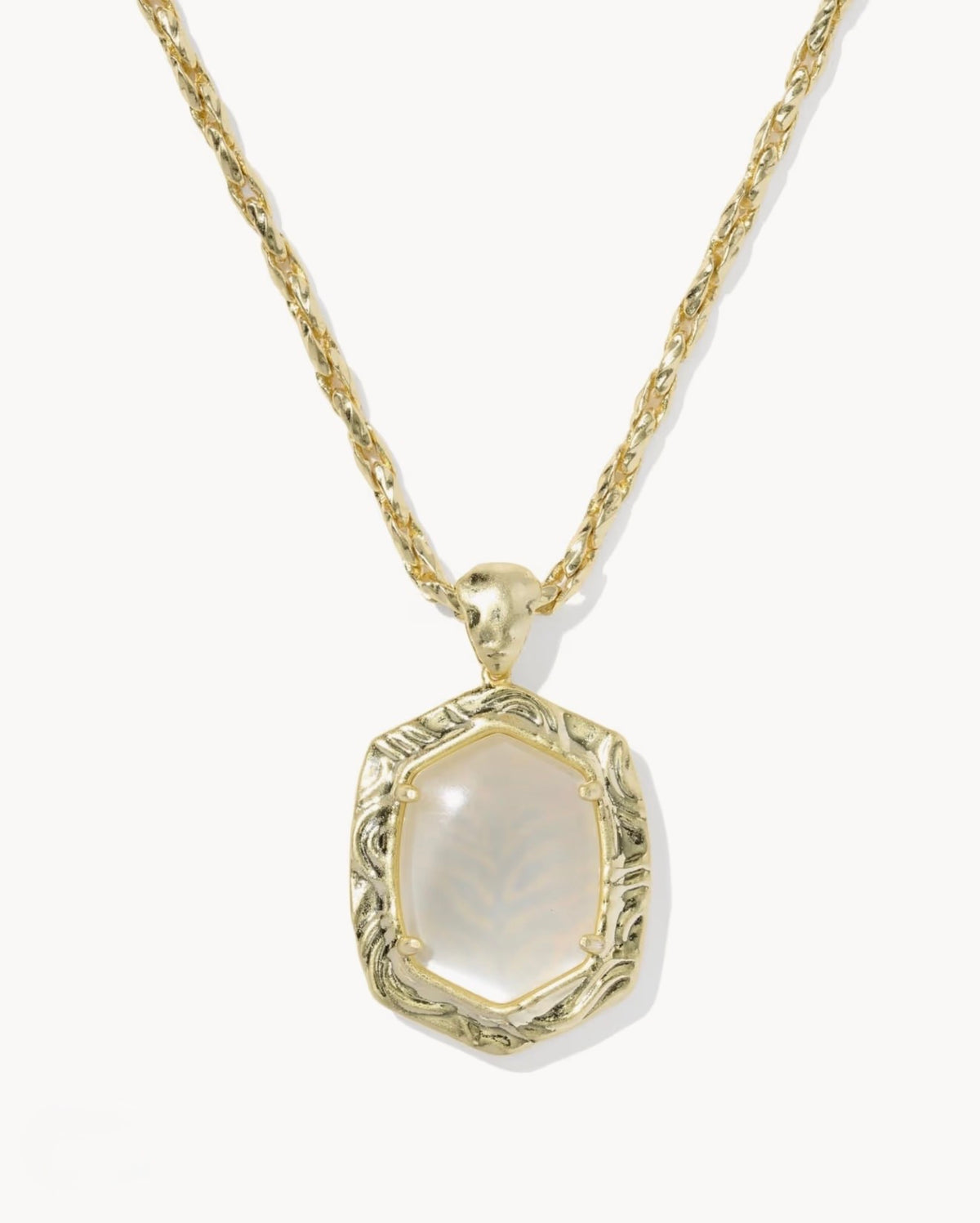 Kendra Scott Daphne Tiger Striped Long Pendant Necklace - Gold Natural MOP
