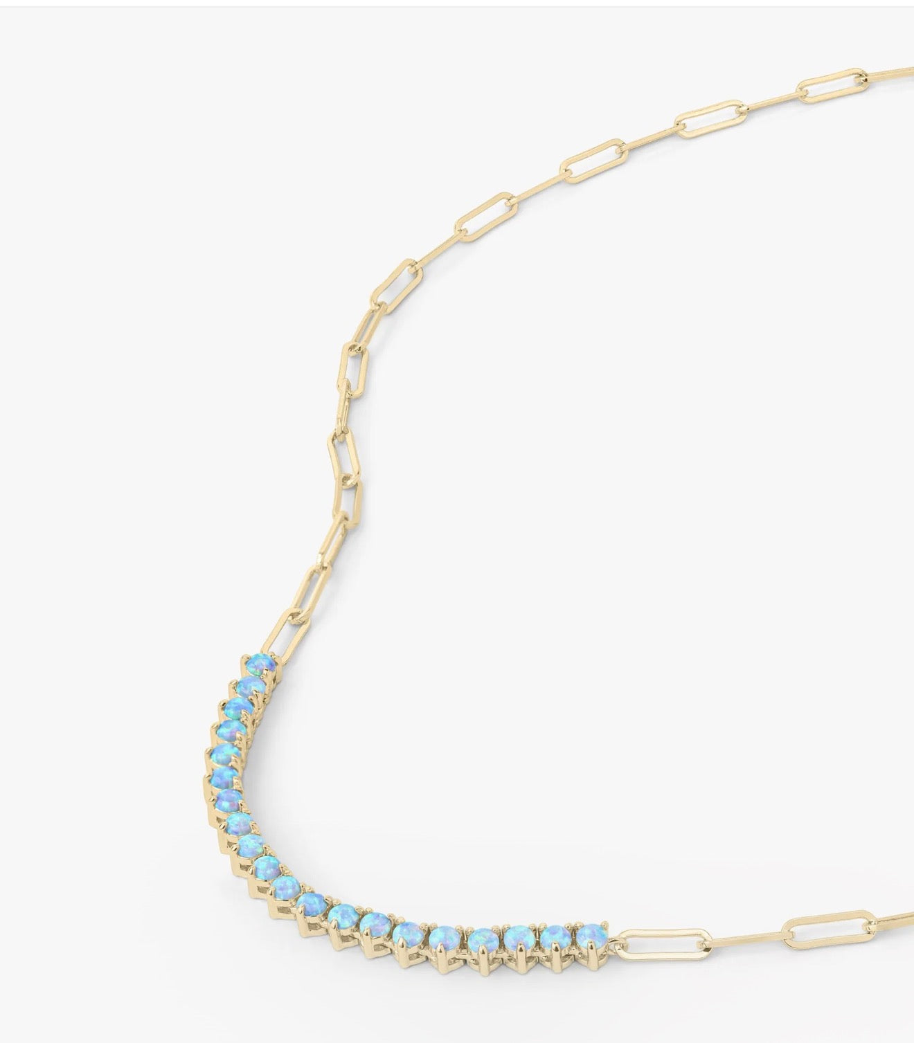 Melinda Maria “Not Your Basic Samantha” Tennis Necklace Gold/Blue Opal