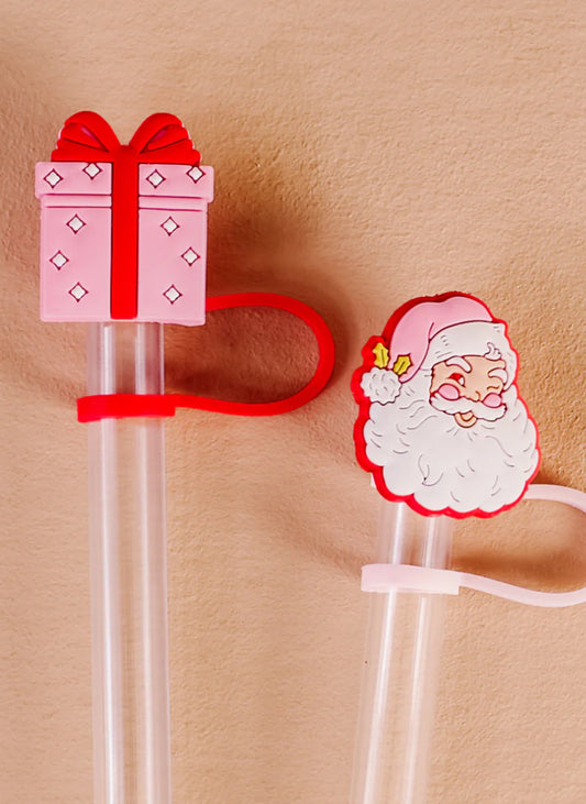 The Darling Effect Straw Topper-Holly Jolly Santa
