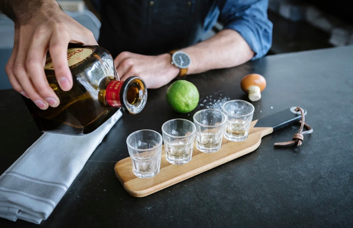 Gentlemen's Hardware Serving Paddle & Shot Glasses