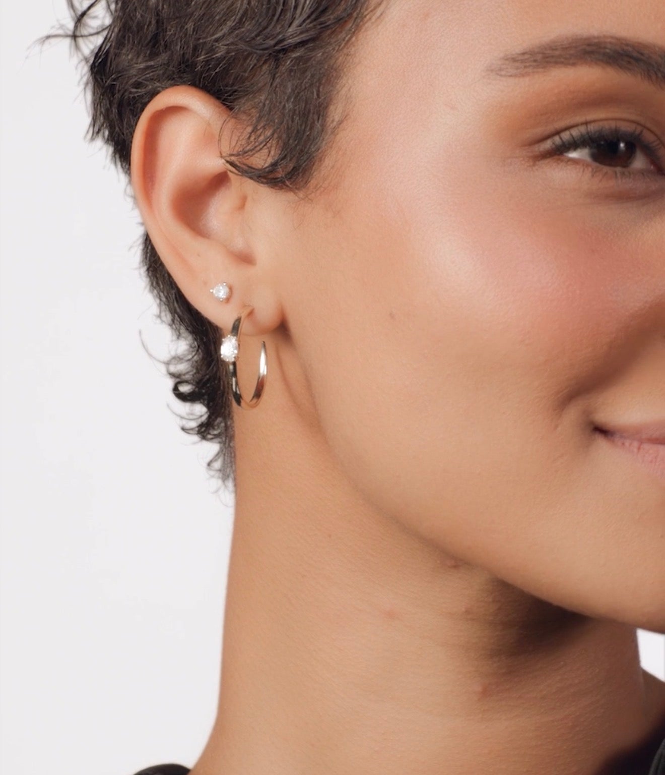 Melinda Maria “She’s on Point” 1” Lasso Hoops-Gold/White