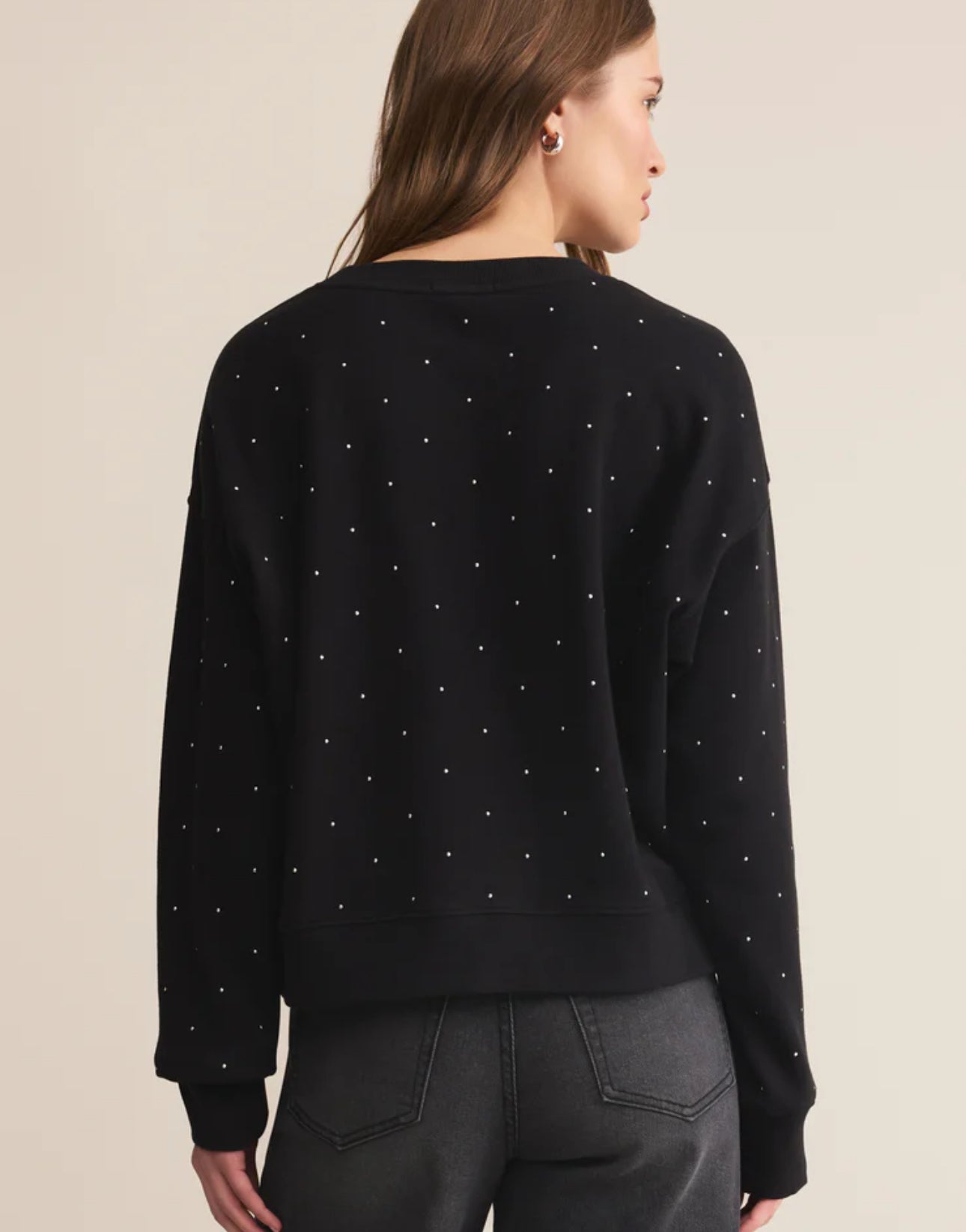 Z Supply Sparkle Crew Neck Sweatshirt-Black