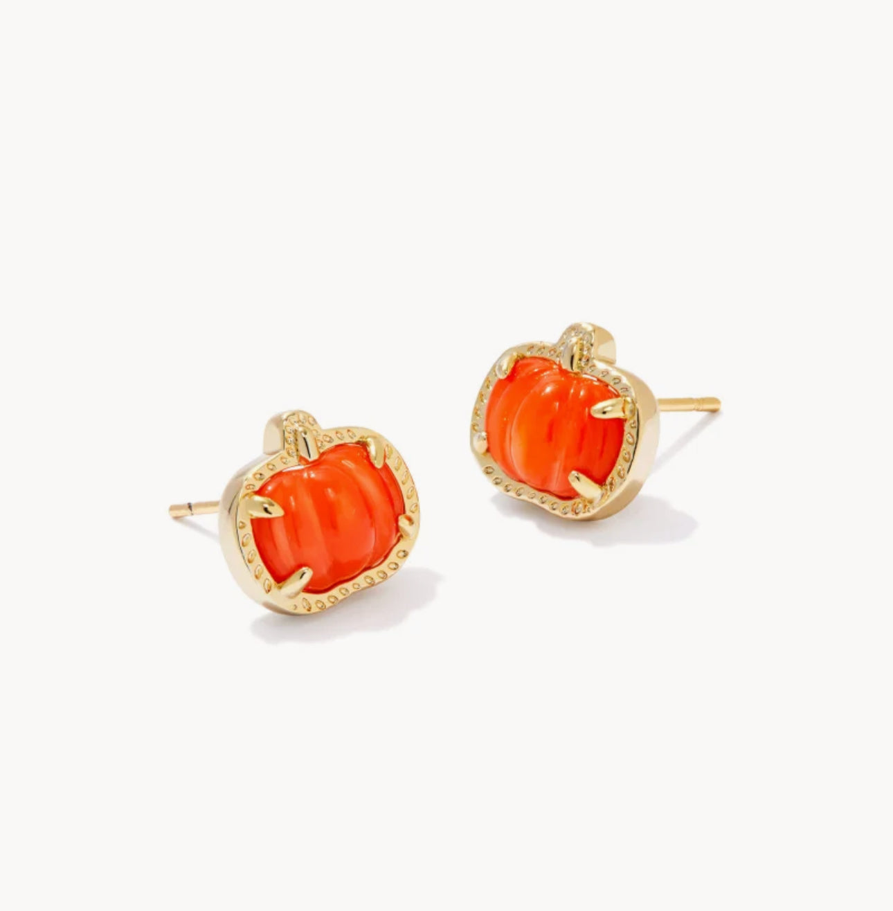 Kendra Scott Pumpkin Stud Earring-Gold Orange MOP