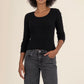 Kut from the Kloth "Anahi" Rib Knit Top- Black