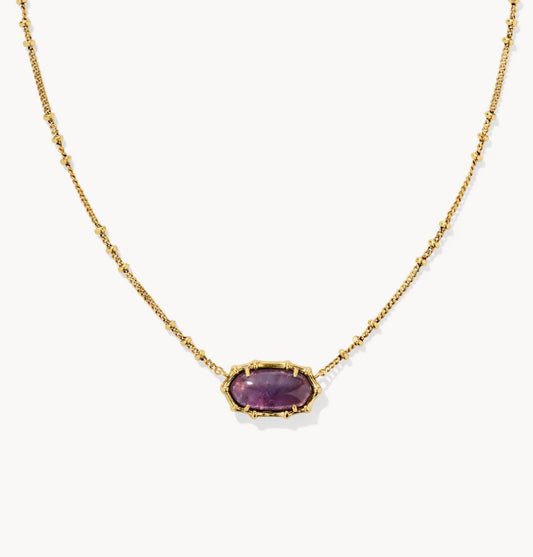 Kendra Scott Elisa Bamboo Pendant Necklace-Gold Dark Purple Amethyst