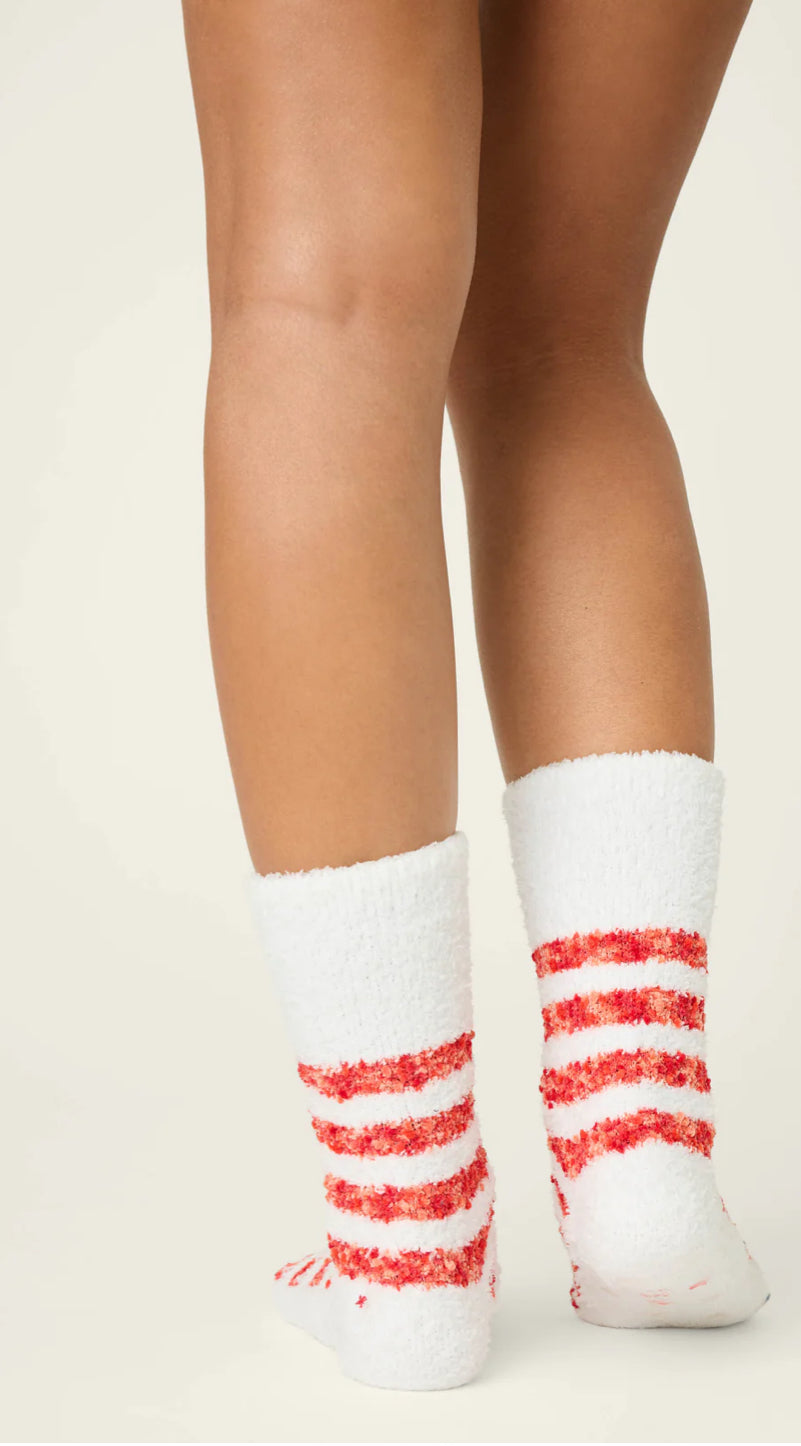 PJ Salvage Cozy Ski Jammie Classic Crew Socks-Feline Festive