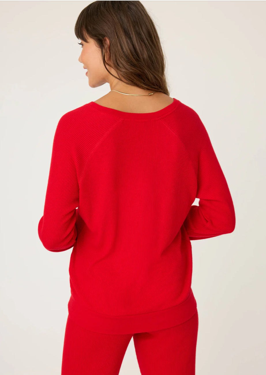 PJ Salvage Textured Essentials Long Sleeve Top-Red