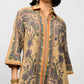 Uncle Frank Paisley Border Shirtdress-Camel