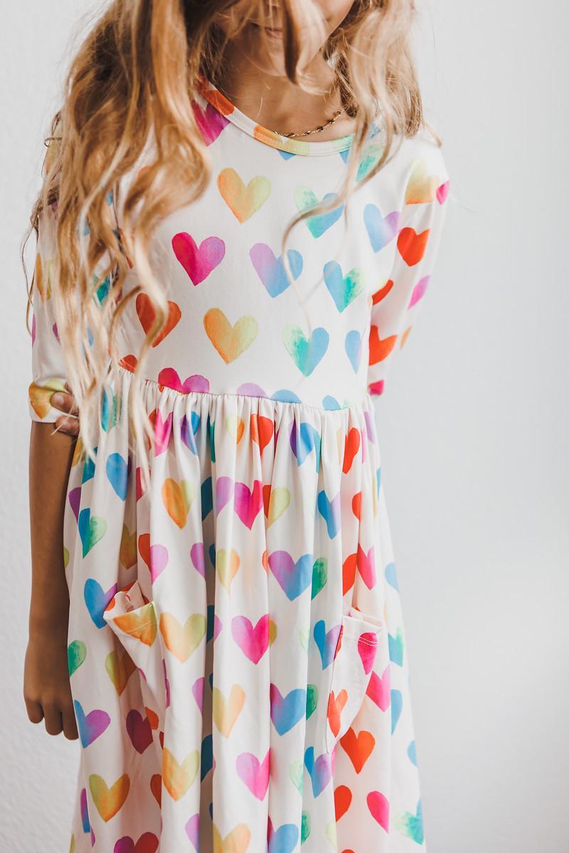 Mila & Rose "Lotta Love" 3/4 Sleeve Pocket Twirl Dress