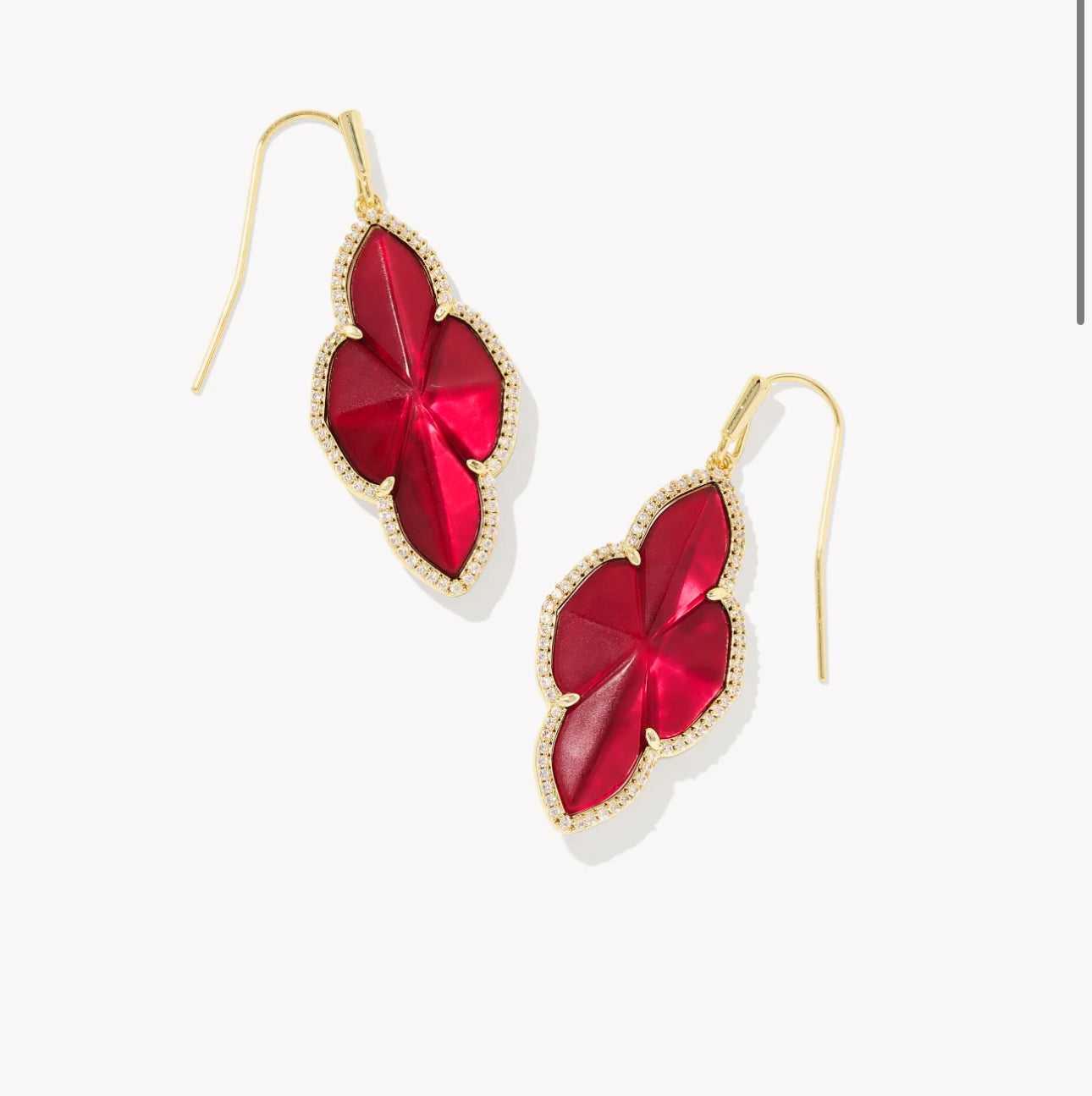 Kendra Scott Abbie Pave Frame Drop Earrings - Gold Cranberry Illusion