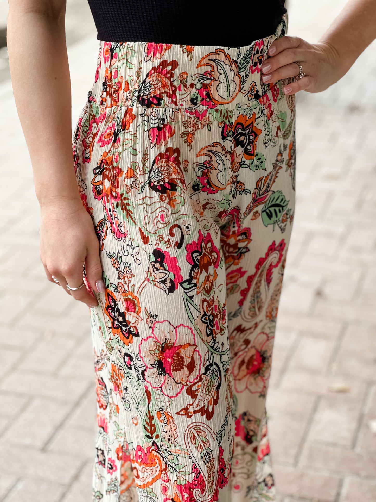 Elan Elastic Waist Pant-Floral