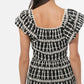 Greylin "Katty" Embroidery Eyelet Flutter Sleeve Dress- Black