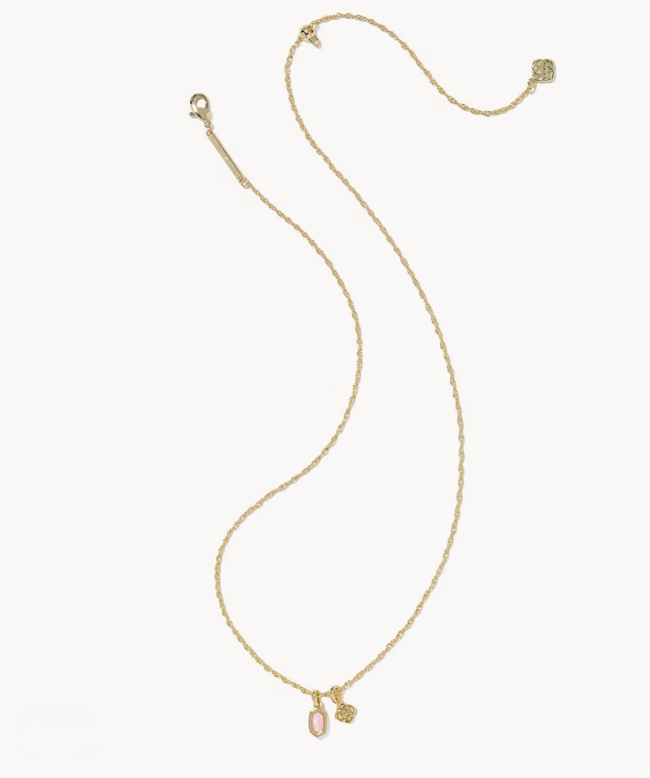 Kendra Scott Mini Elisa Dira Necklace-Gold/Light Pink Lab Opal