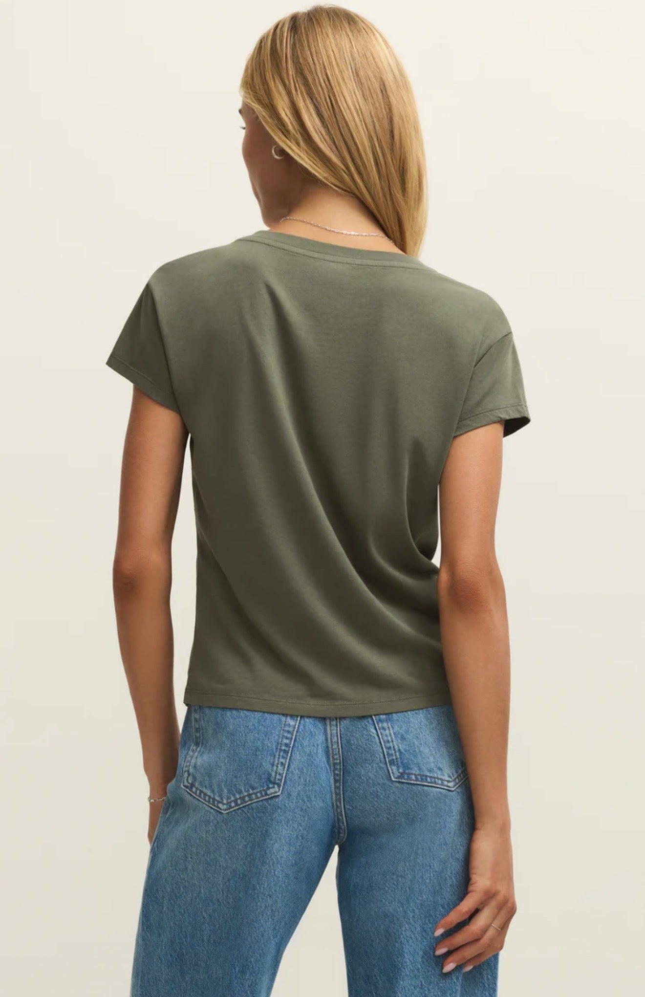 Z Supply Modern Jersey V-Neck Tee-Tea Leaf