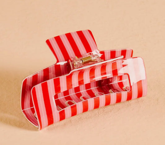 The Darling Effect Claw Clip-Peppermint Stripe