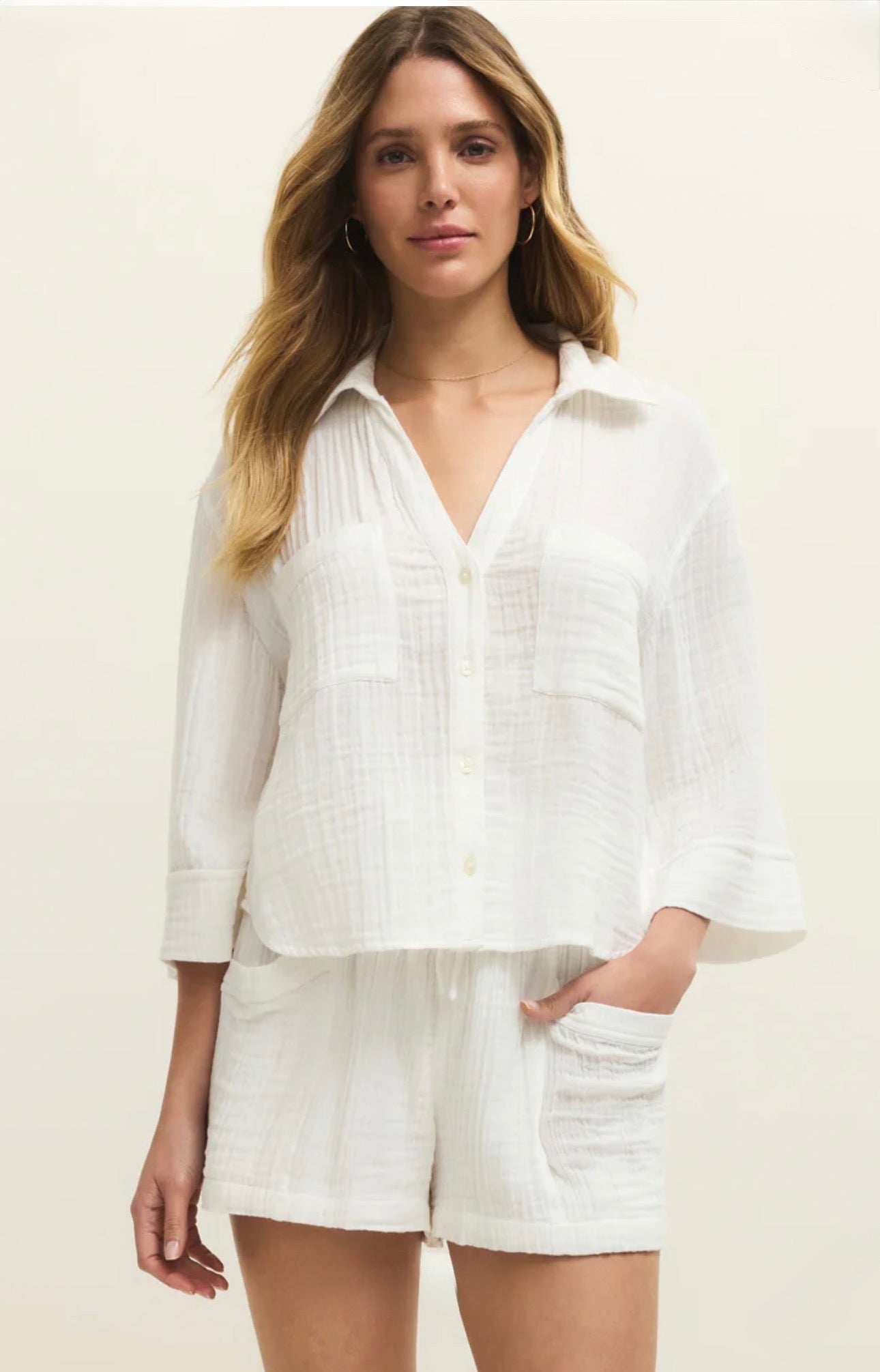 Z Supply Helena Airy Gauze Shirt- White